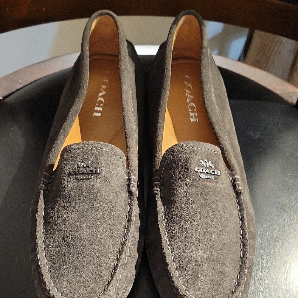 Coach Black and Gray Suede Loafers